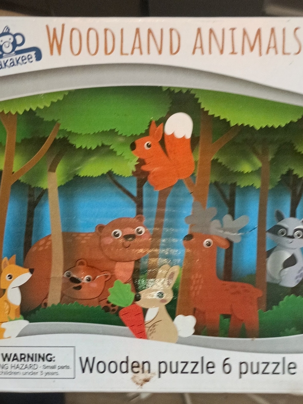 Woodland Animals 6 Wooden Puzzles - Orange & Brown